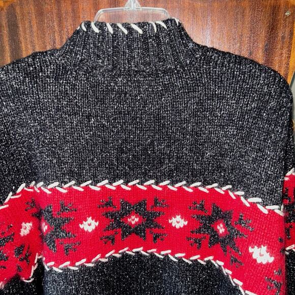 NOMADIC TRADERS GREY SNOWFLAKE SWEATER SILK & ANGORA WOMEN'S Large - Picture 8 of 9